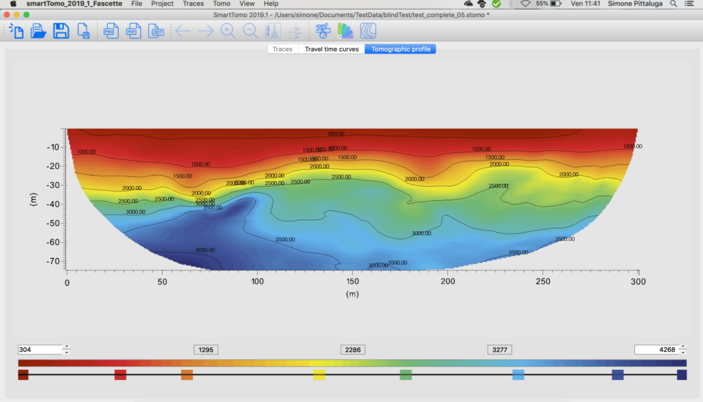 profilo di tomografia sismica realizzato con smartTomo